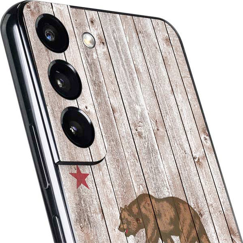 California Flag Dark Wood Galaxy S22 Plus Skin